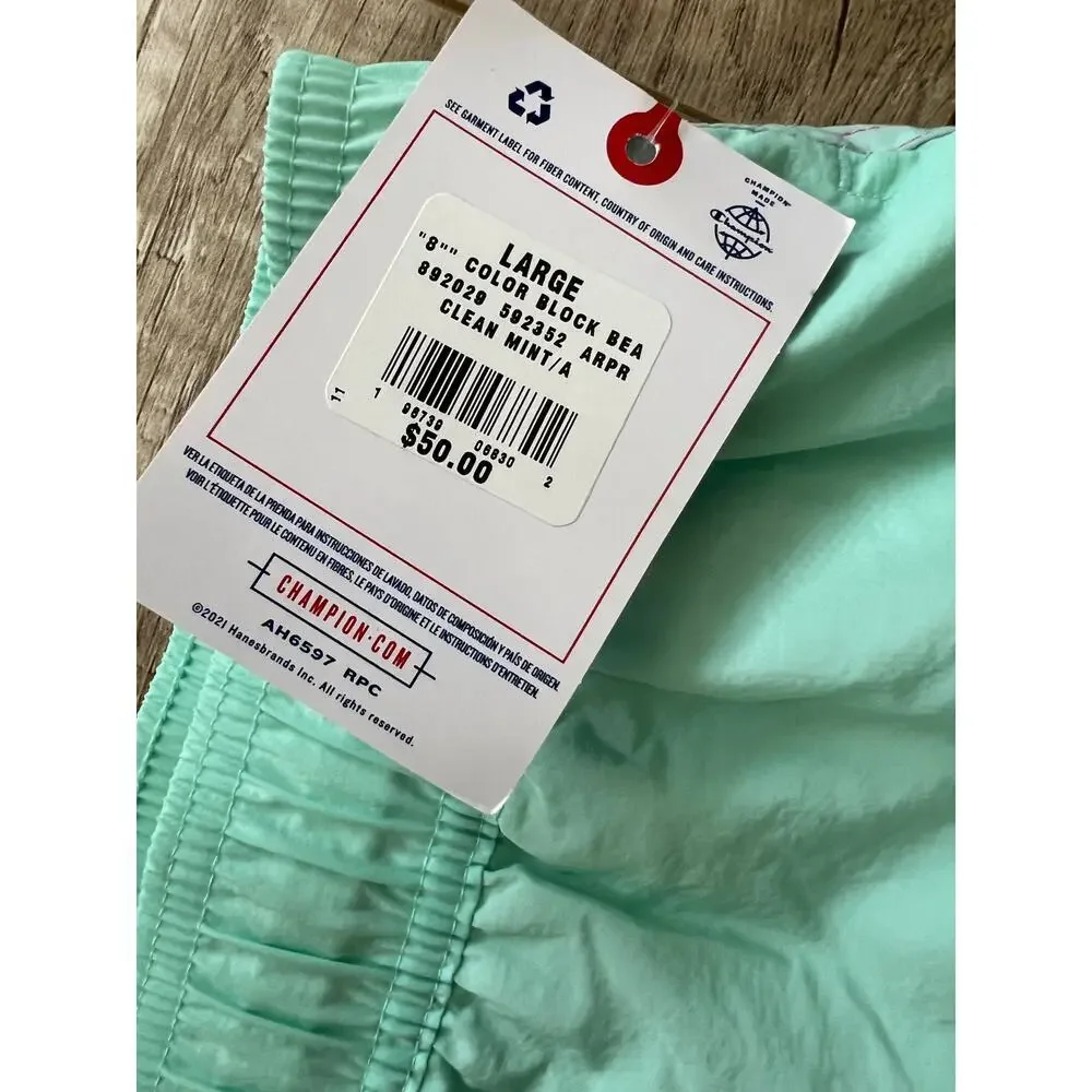 NWT Champion Colorblock Mint Men's Swim Shorts Trunks Board Beach Large 8